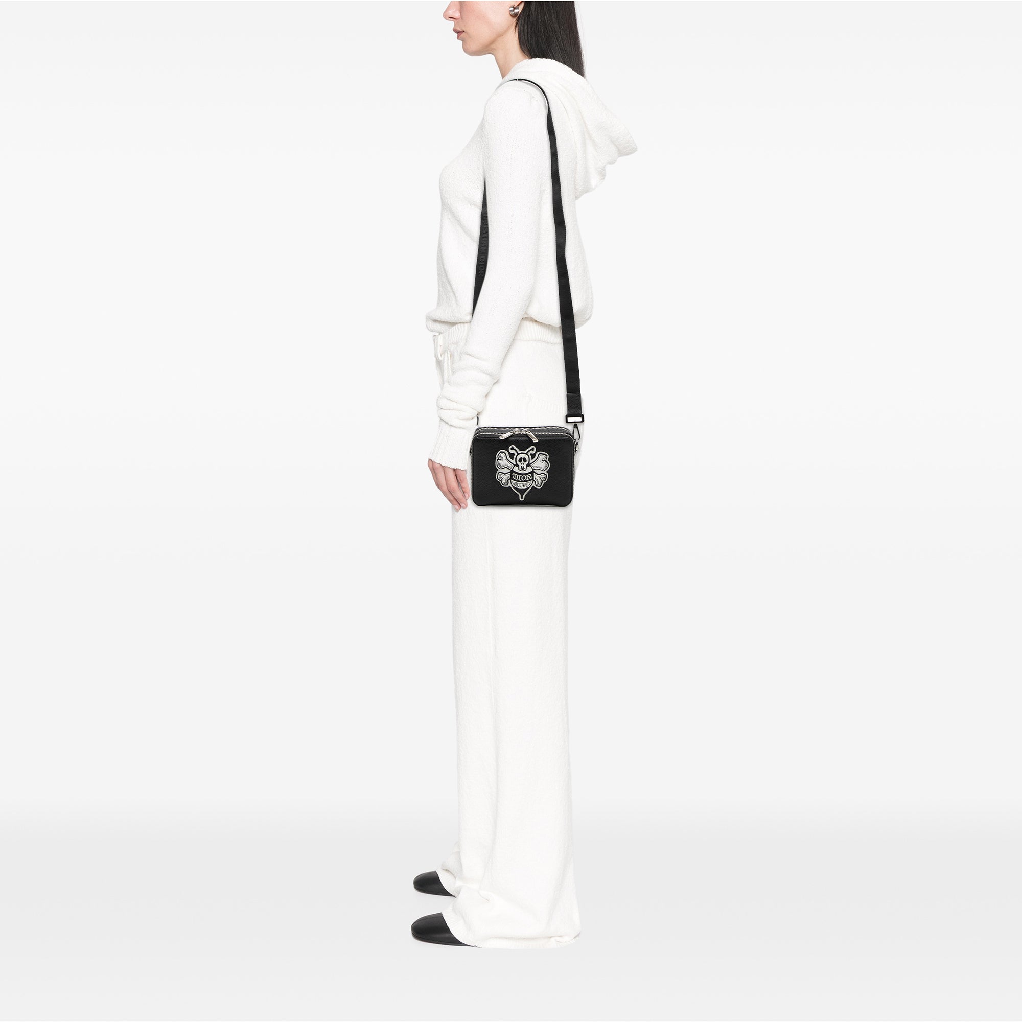 Shawn Stussy Grained Calfskin Double Zip Pouch with Strap - Image 8