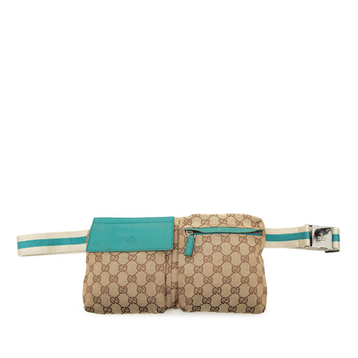 GG Canvas Web Double Pocket Belt Bag - Image 1