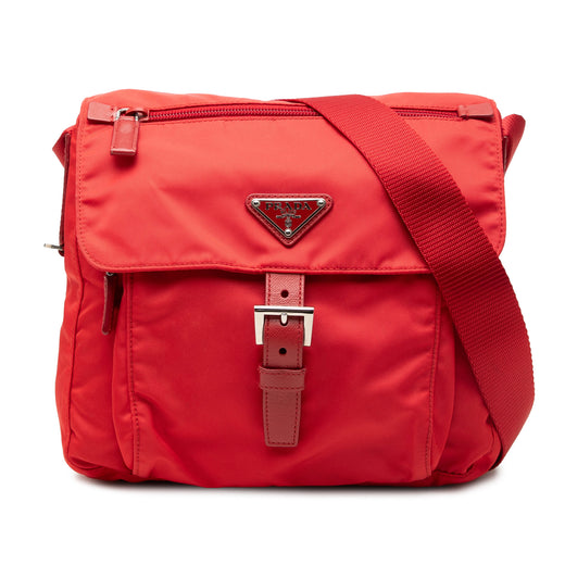 Saffiano Trimmed Tessuto Zip Buckle Messenger Bag - Image 1