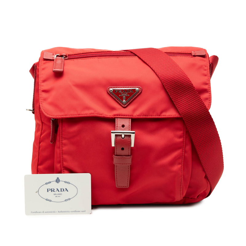 Saffiano Trimmed Tessuto Zip Buckle Messenger Bag - Image 7