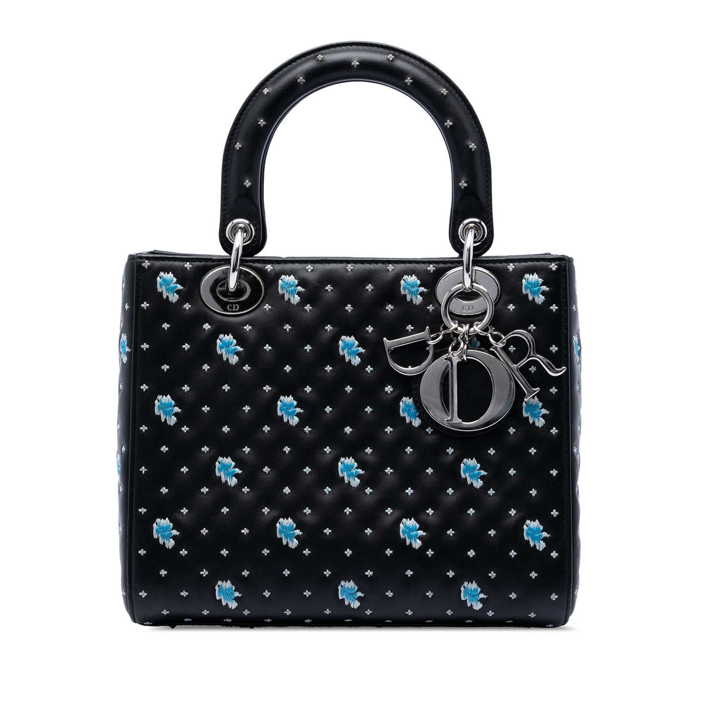 Medium Calfskin Embroidered Flower Lady Dior - Image 1
