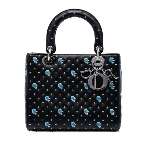 Medium Calfskin Embroidered Flower Lady Dior - Image 1