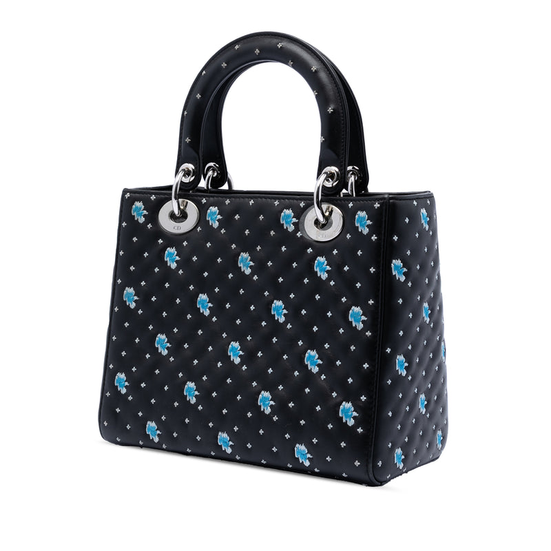 Medium Calfskin Embroidered Flower Lady Dior - Image 2