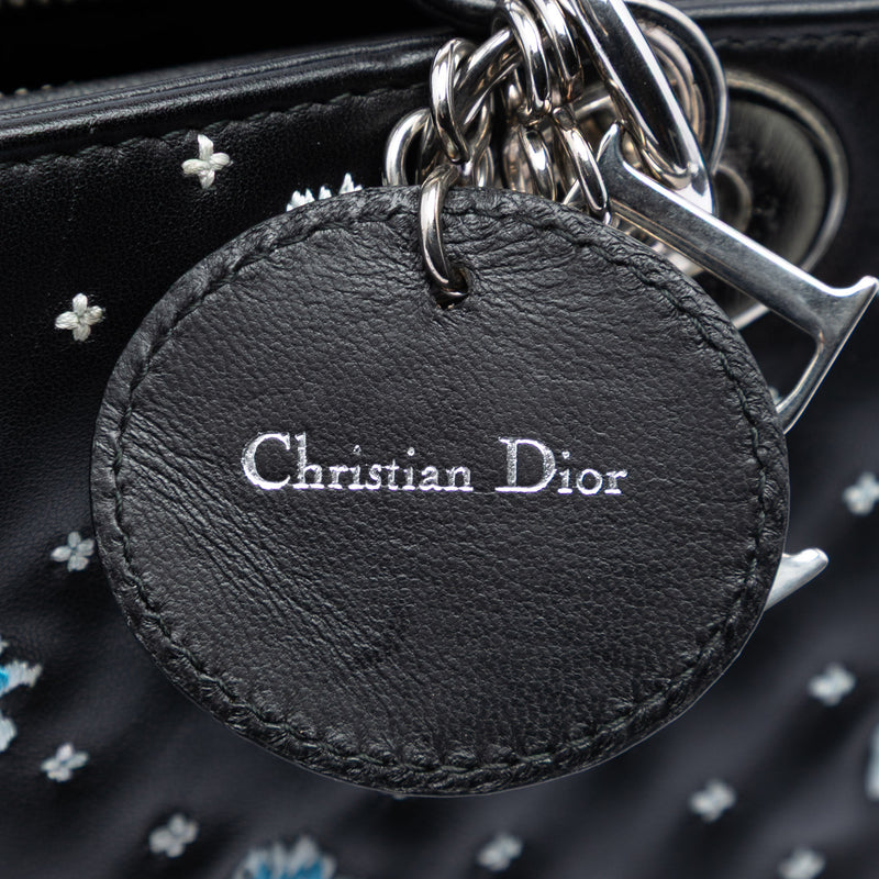 Medium Calfskin Embroidered Flower Lady Dior - Image 5