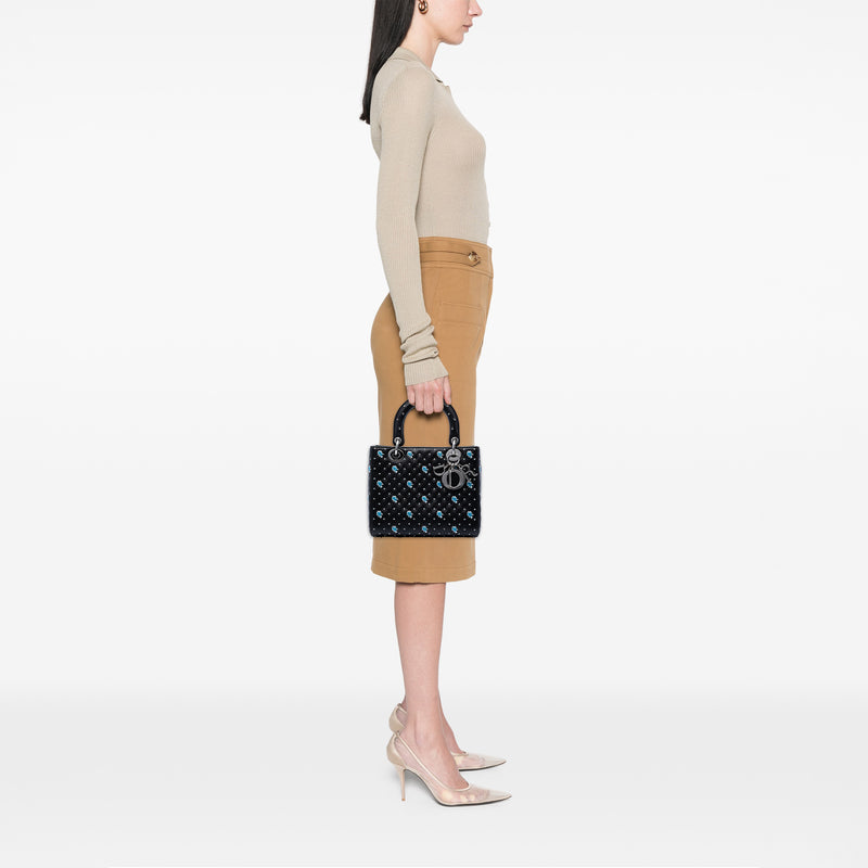 Medium Calfskin Embroidered Flower Lady Dior - Image 6