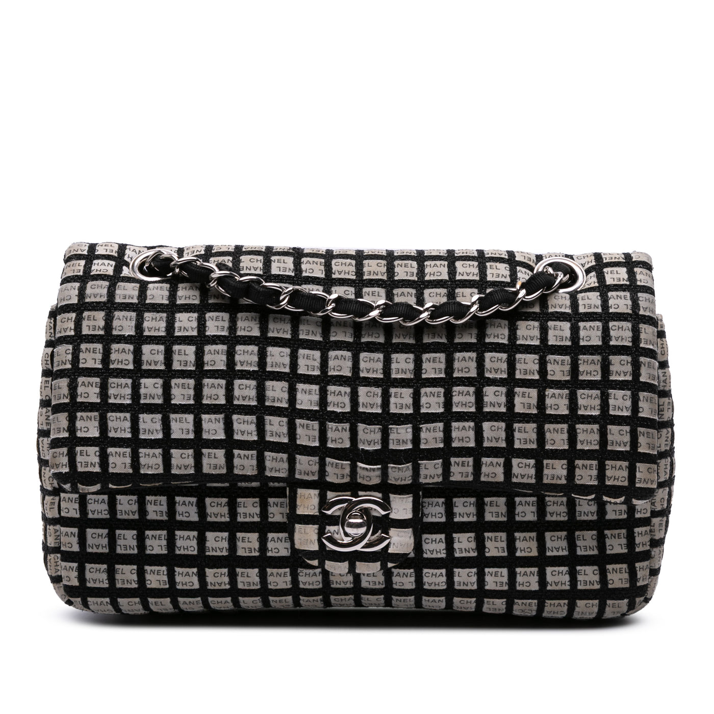 Medium Classic Tweed and Ribbon Logo Double Flap - Image 1