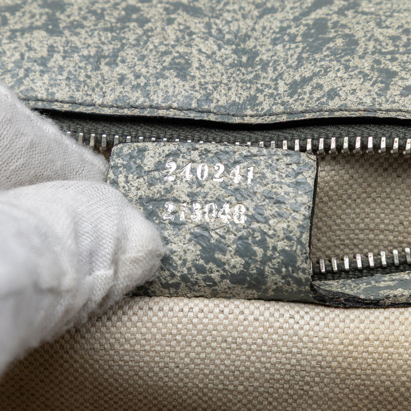 Large Speckled Leather New Bamboo Top Handle Bag - Image 6
