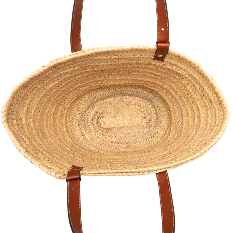Large Floral Embroidered Raffia Basket Tote - Image 4