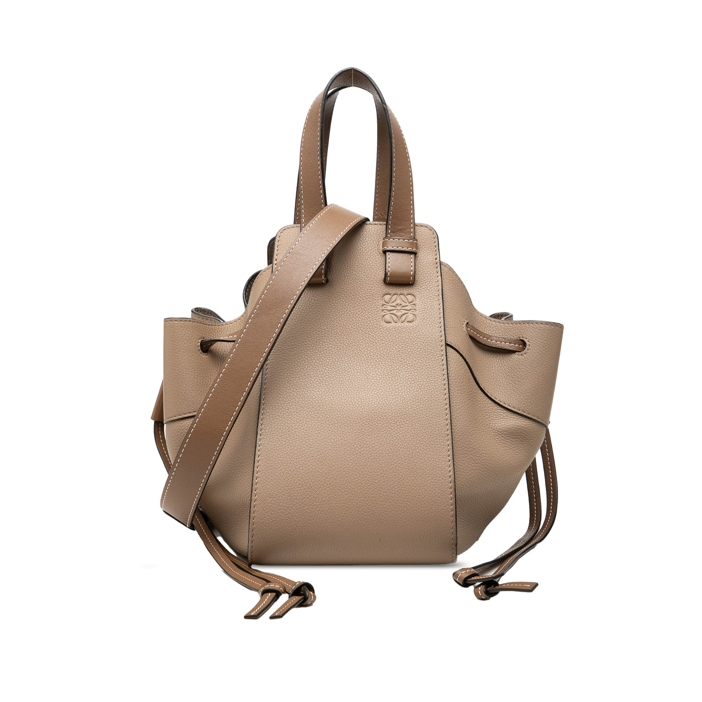 Small Grained Calfskin Drawstring Hammock Bag - Image 1