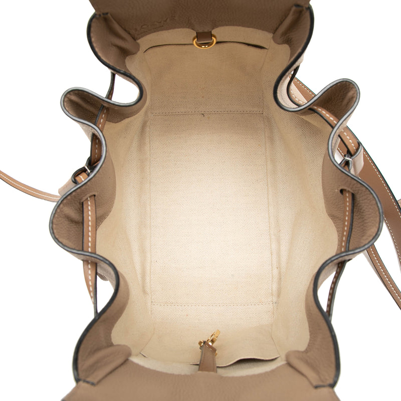 Small Grained Calfskin Drawstring Hammock Bag - Image 4