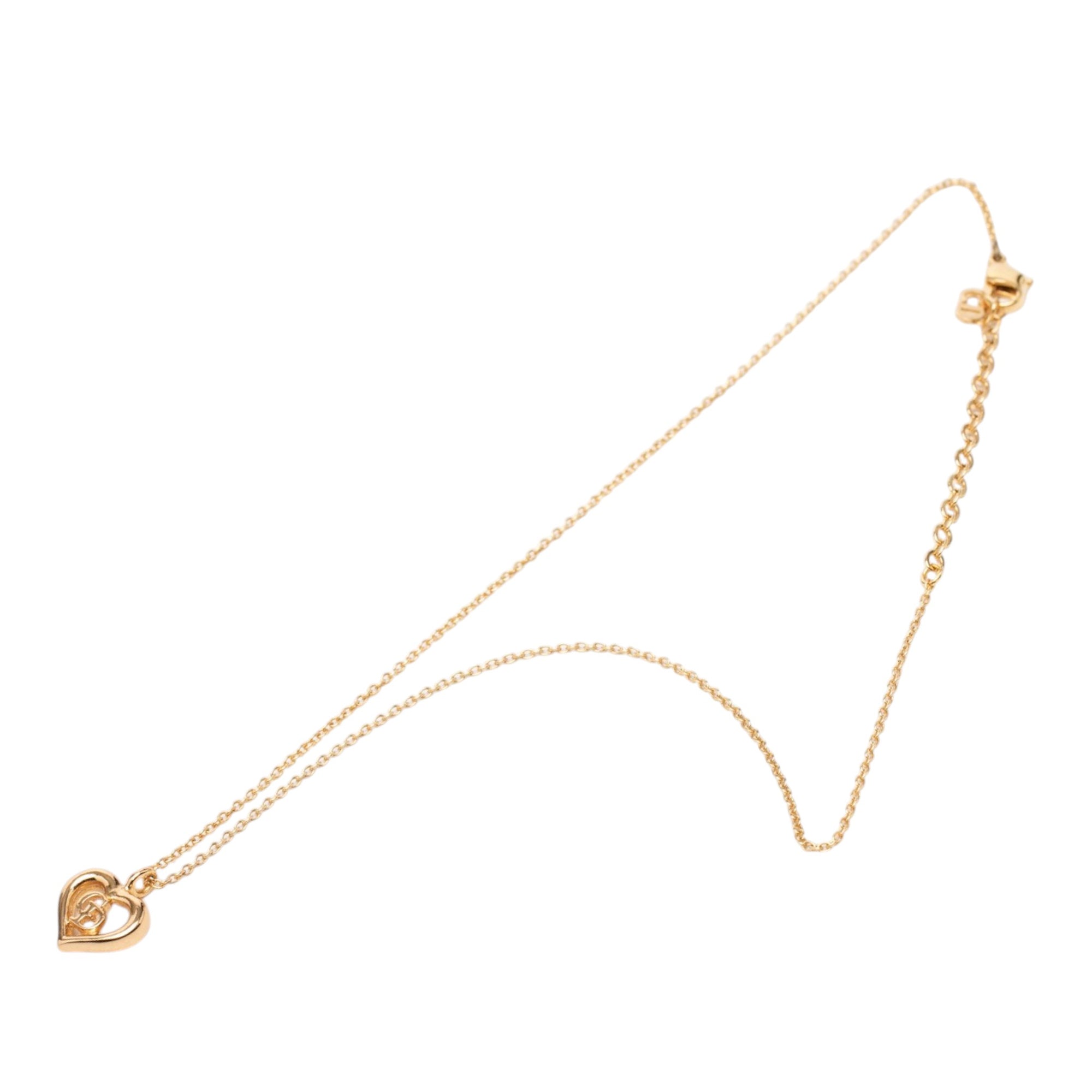 Gold Plated CD Logo Heart Pendant Necklace - Image 1