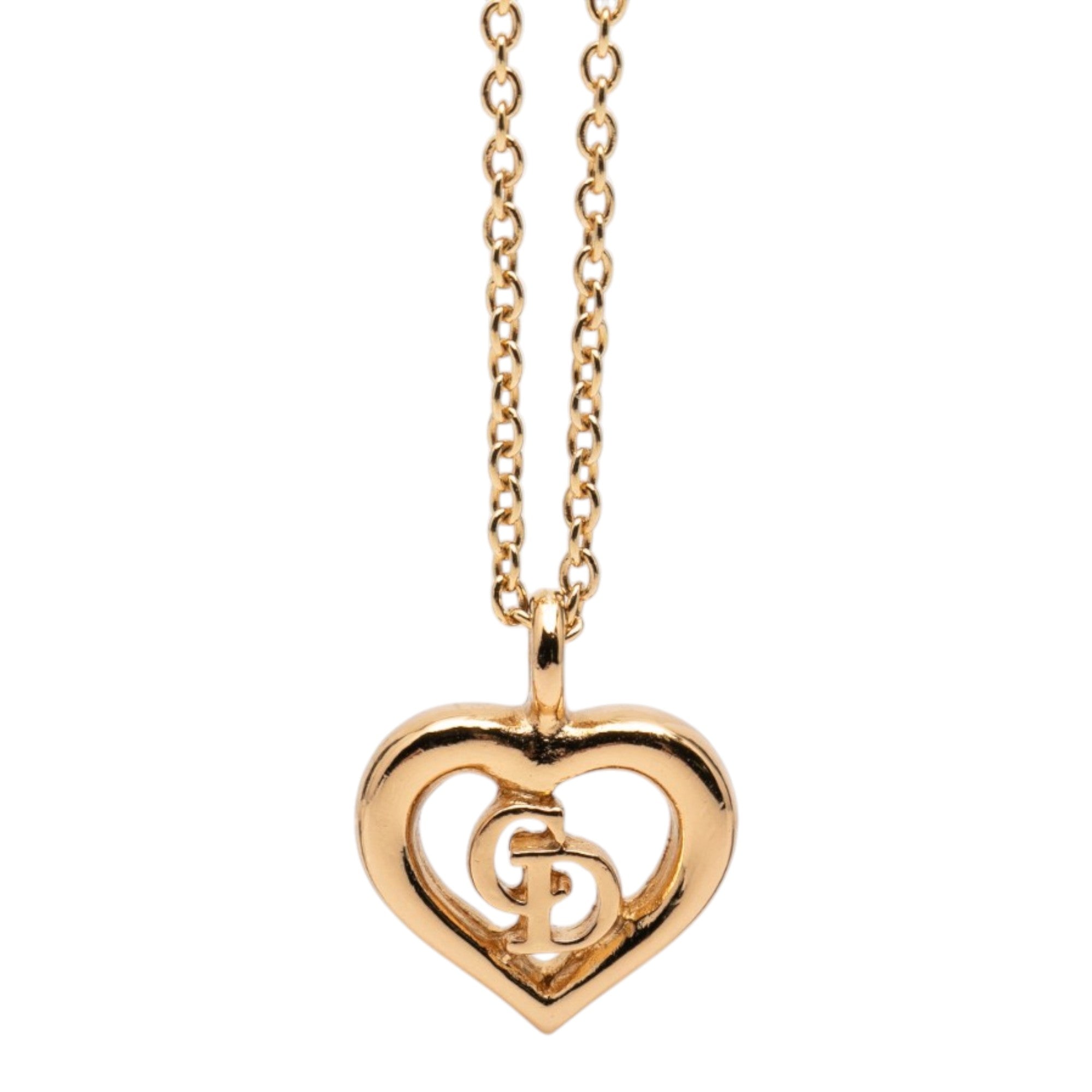 Gold Plated CD Logo Heart Pendant Necklace - Image 3