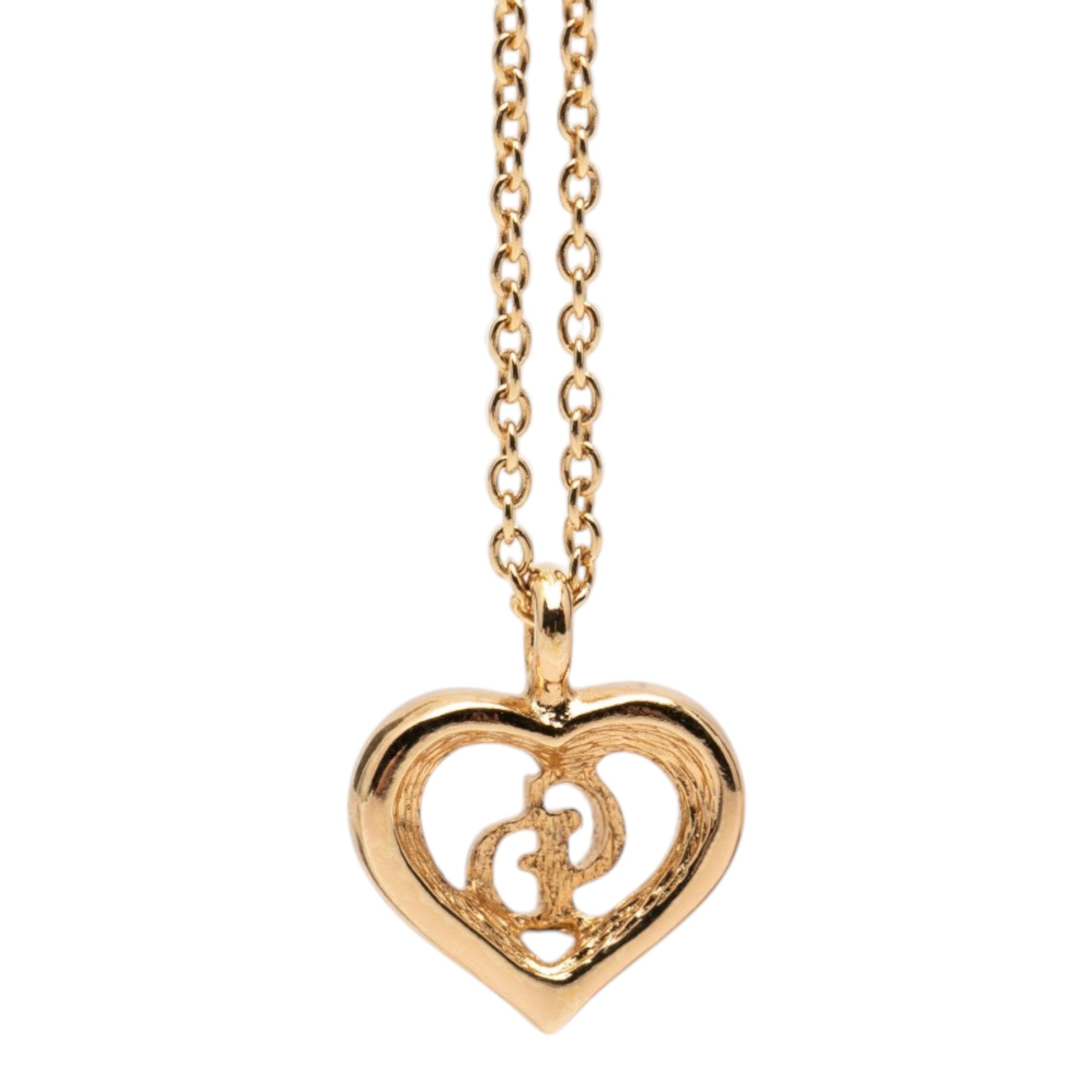 Gold Plated CD Logo Heart Pendant Necklace - Image 4