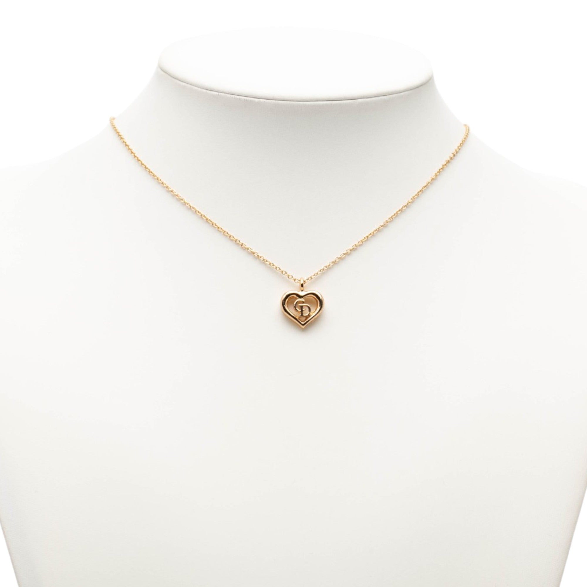 Gold Plated CD Logo Heart Pendant Necklace - Image 5