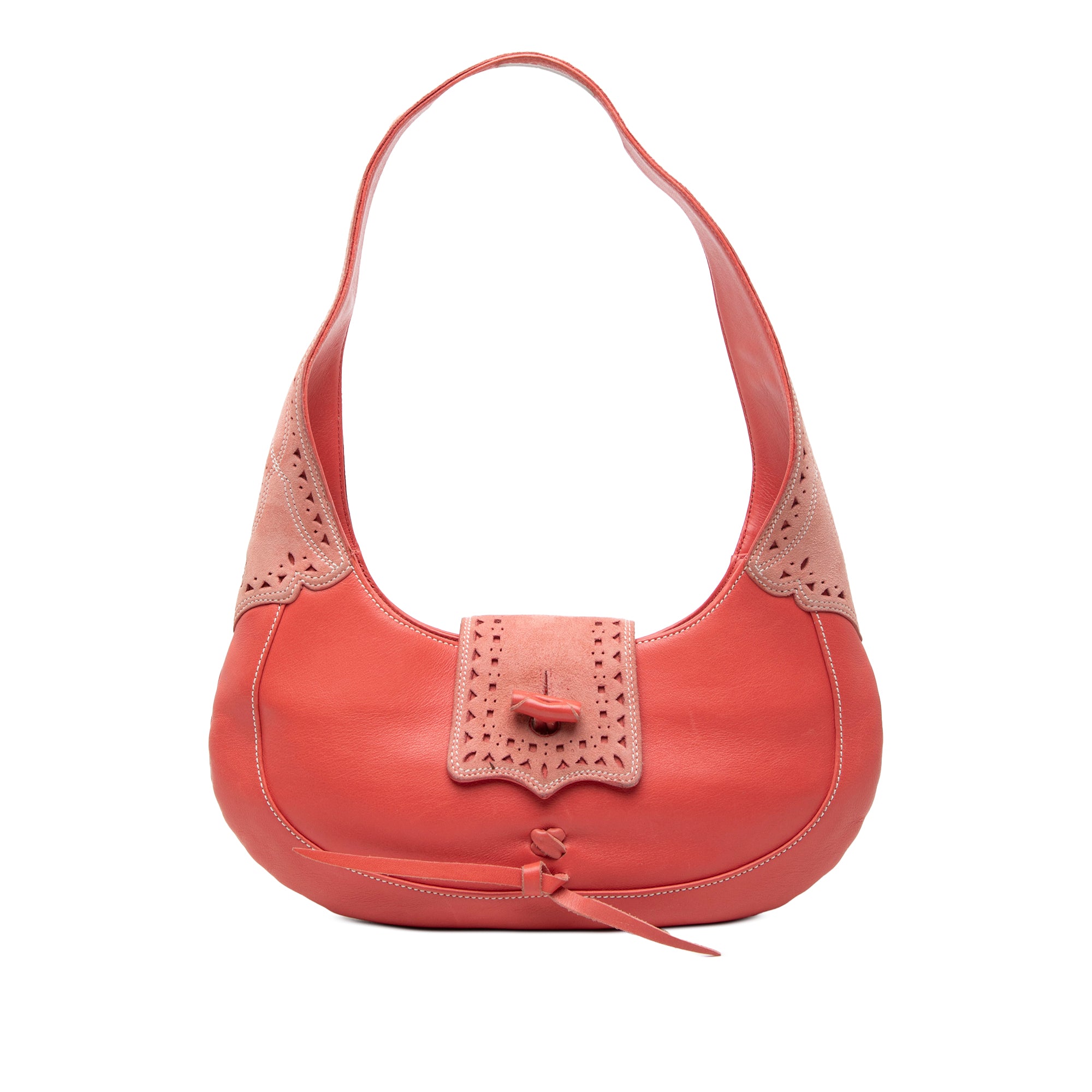 Suede Trimmed Calfskin Half Moon Hobo - Image 1