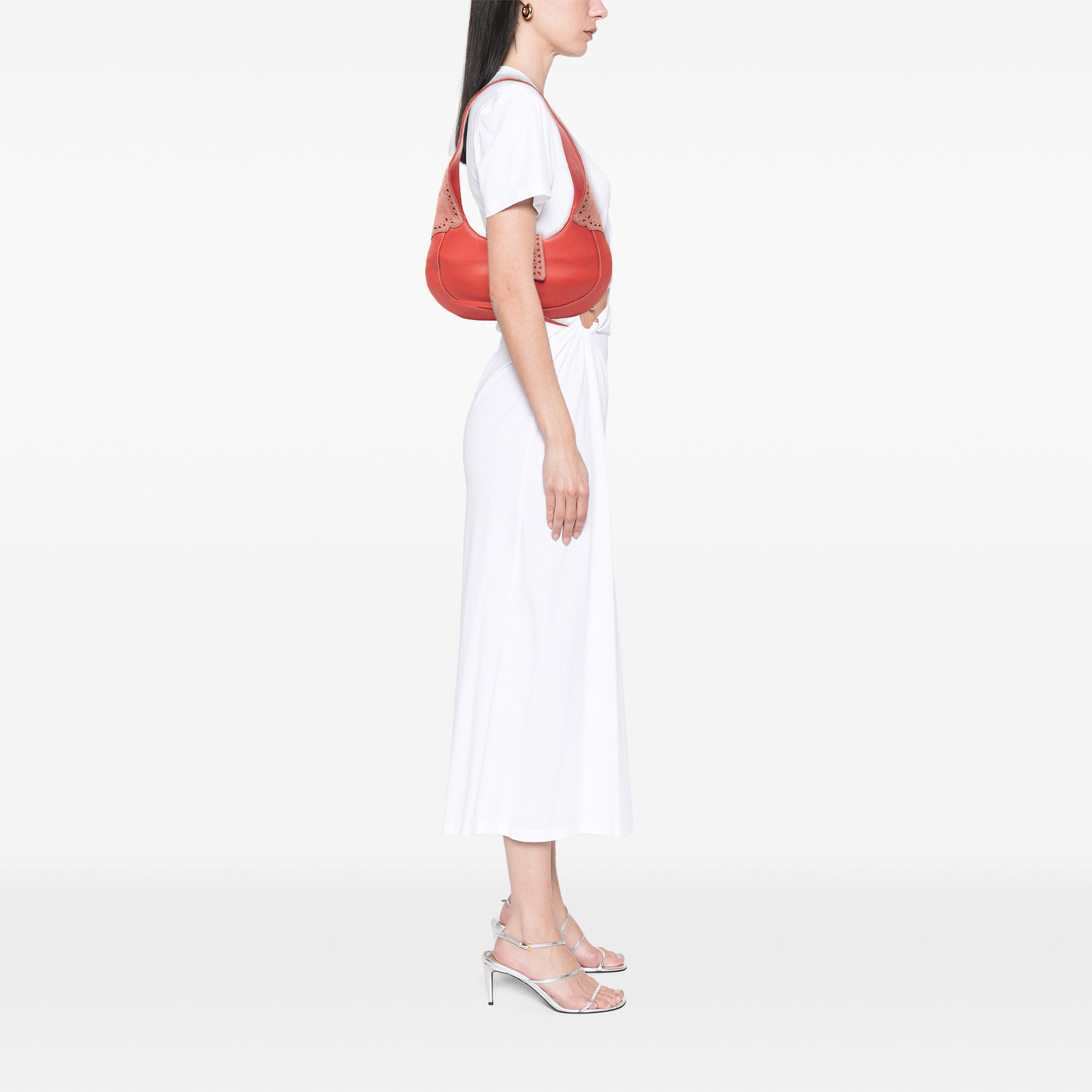 Suede Trimmed Calfskin Half Moon Hobo - Image 8