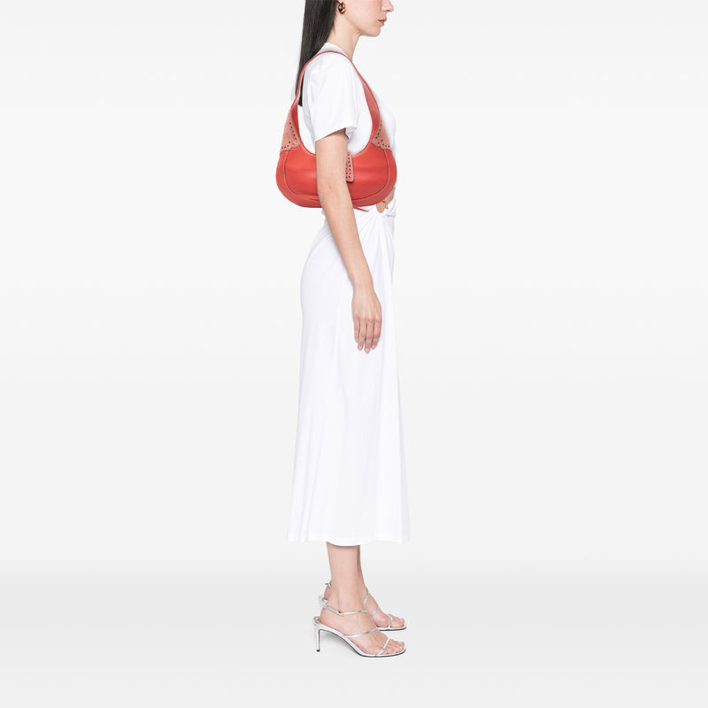 Suede Trimmed Calfskin Half Moon Hobo - Image 8