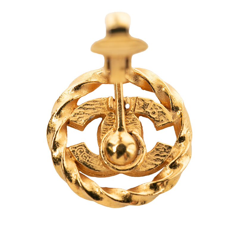 Gold Plated CC Crystal Twisted Round Clip On Earrings - Image 3