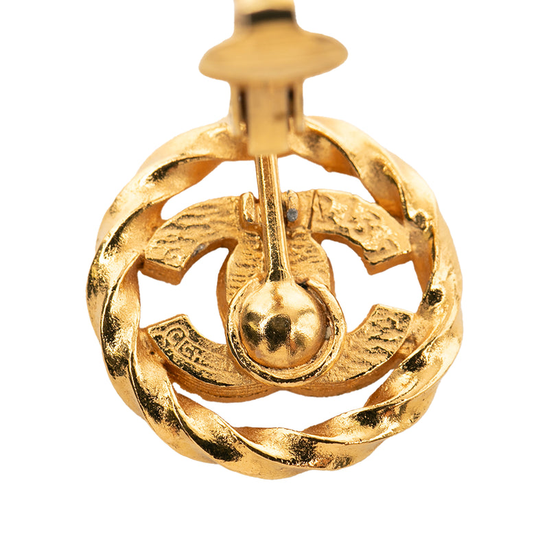 Gold Plated CC Crystal Twisted Round Clip On Earrings - Image 4