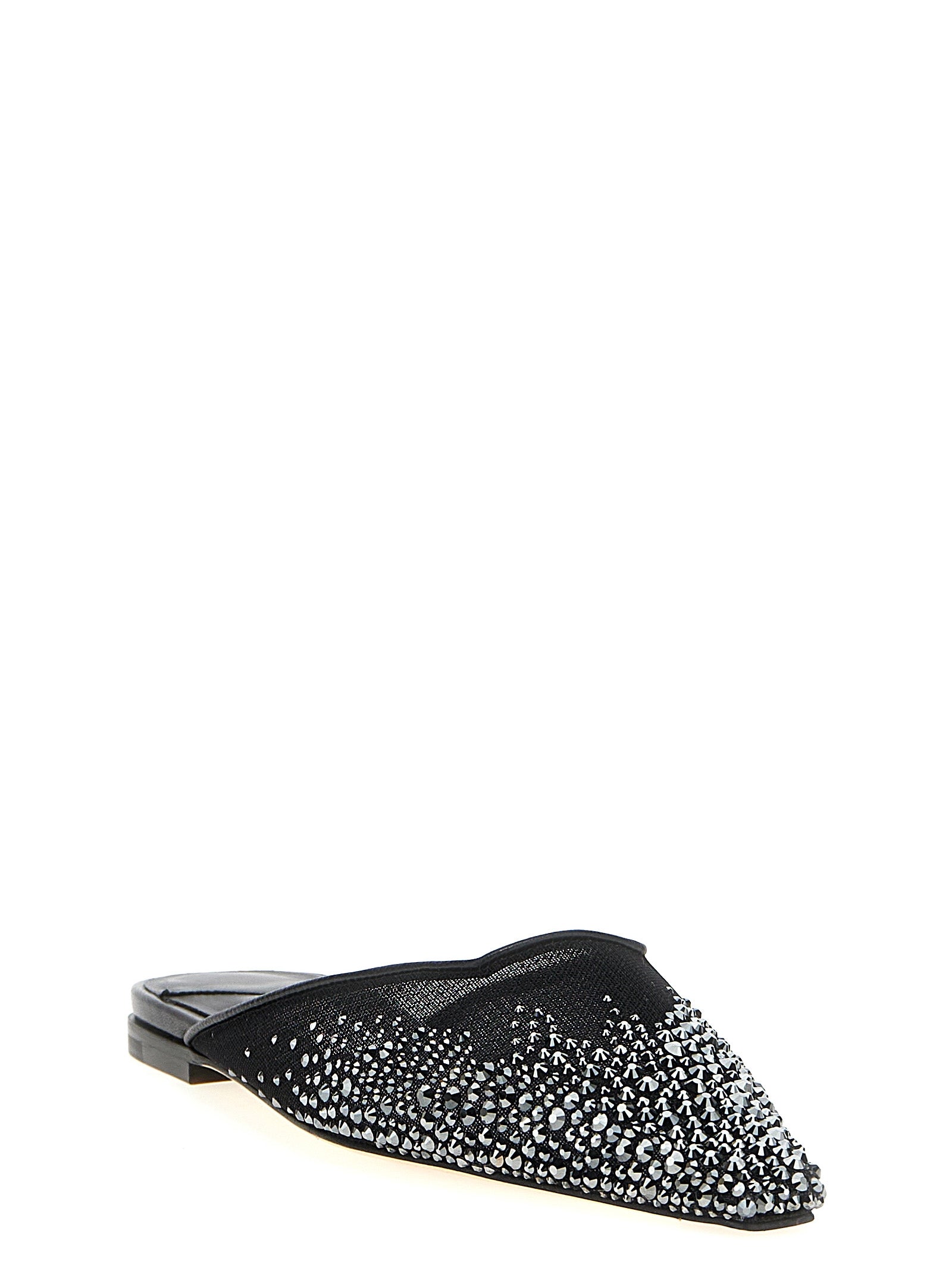 Vivi Sabots Black Textile Lamb Leather Flat Shoes