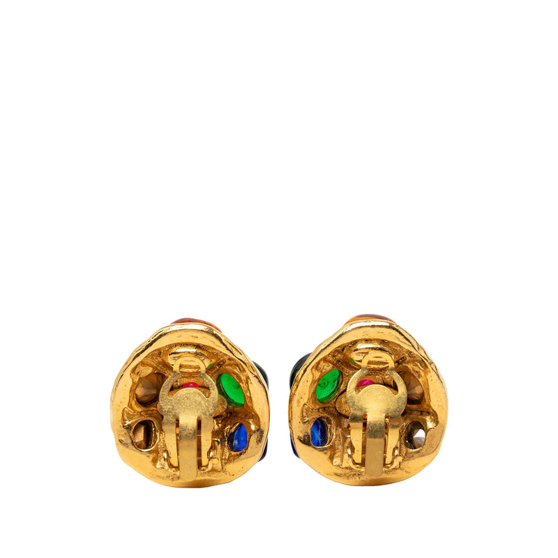 Gold Plated Gripoix Cabochon Clip On Earrings - Image 2