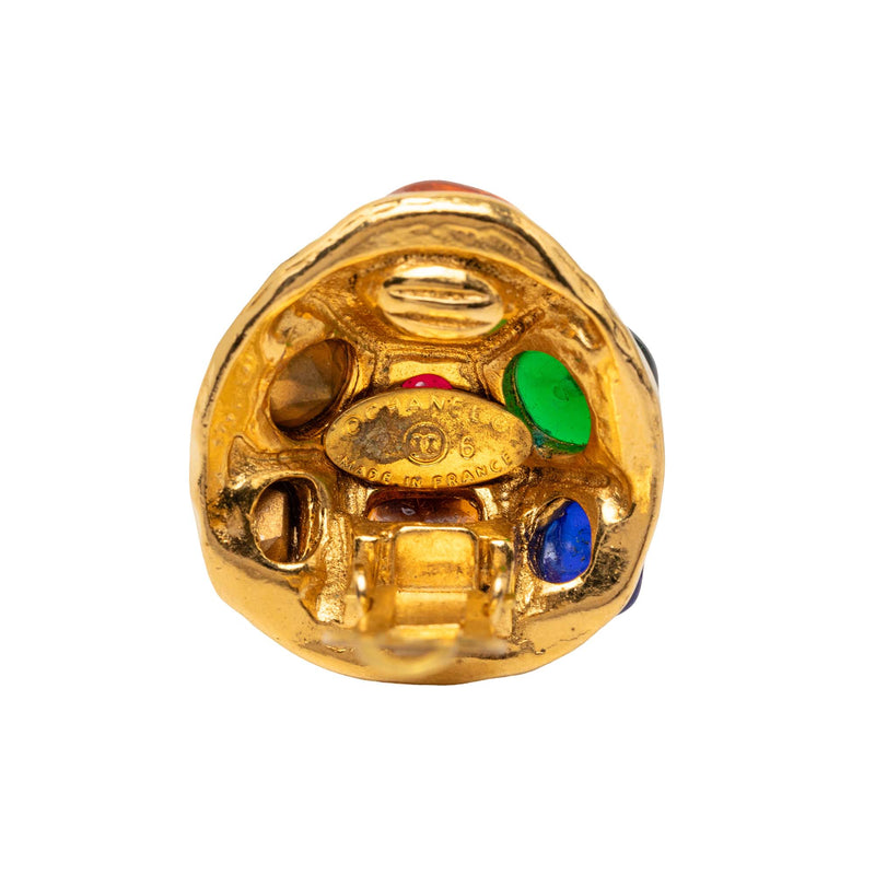 Gold Plated Gripoix Cabochon Clip On Earrings - Image 3