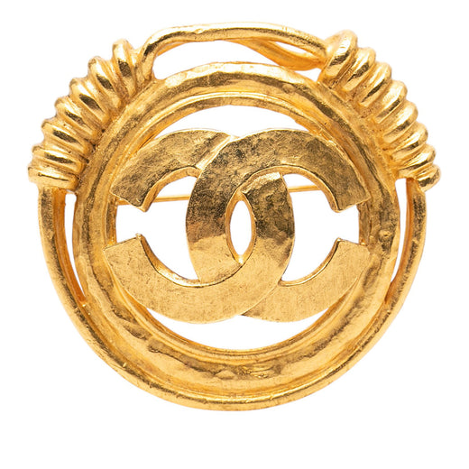 Gold Plated CC Spring Round Brooch - Image 1