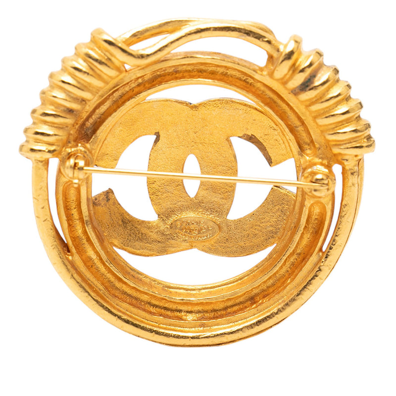 Gold Plated CC Spring Round Brooch - Image 2