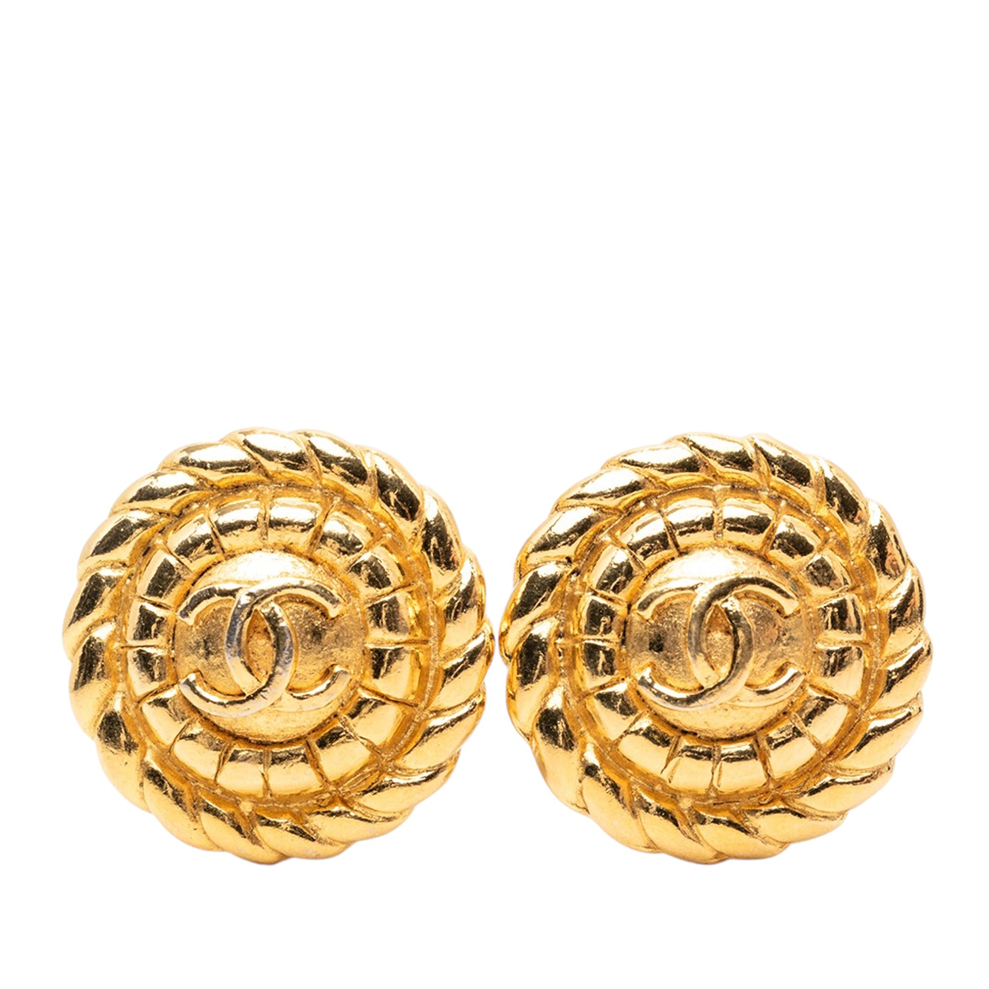 CC Gold Plated Round Clip On Earrings - Image 1