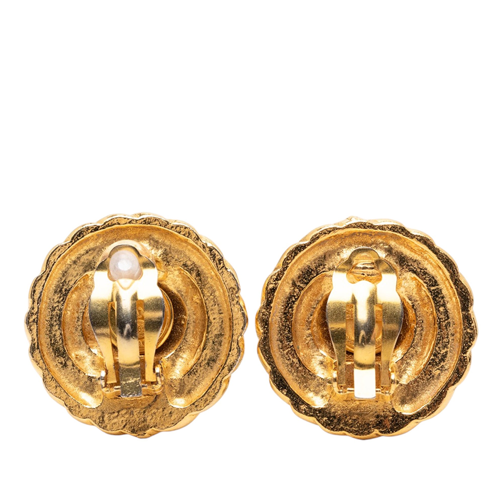 CC Gold Plated Round Clip On Earrings - Image 2