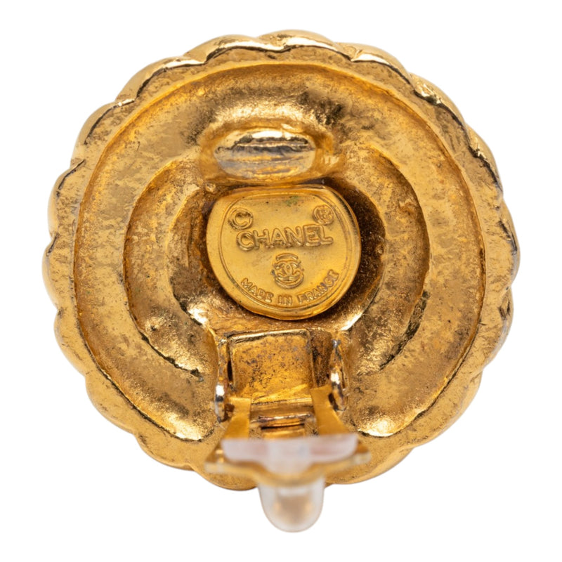CC Gold Plated Round Clip On Earrings - Image 3
