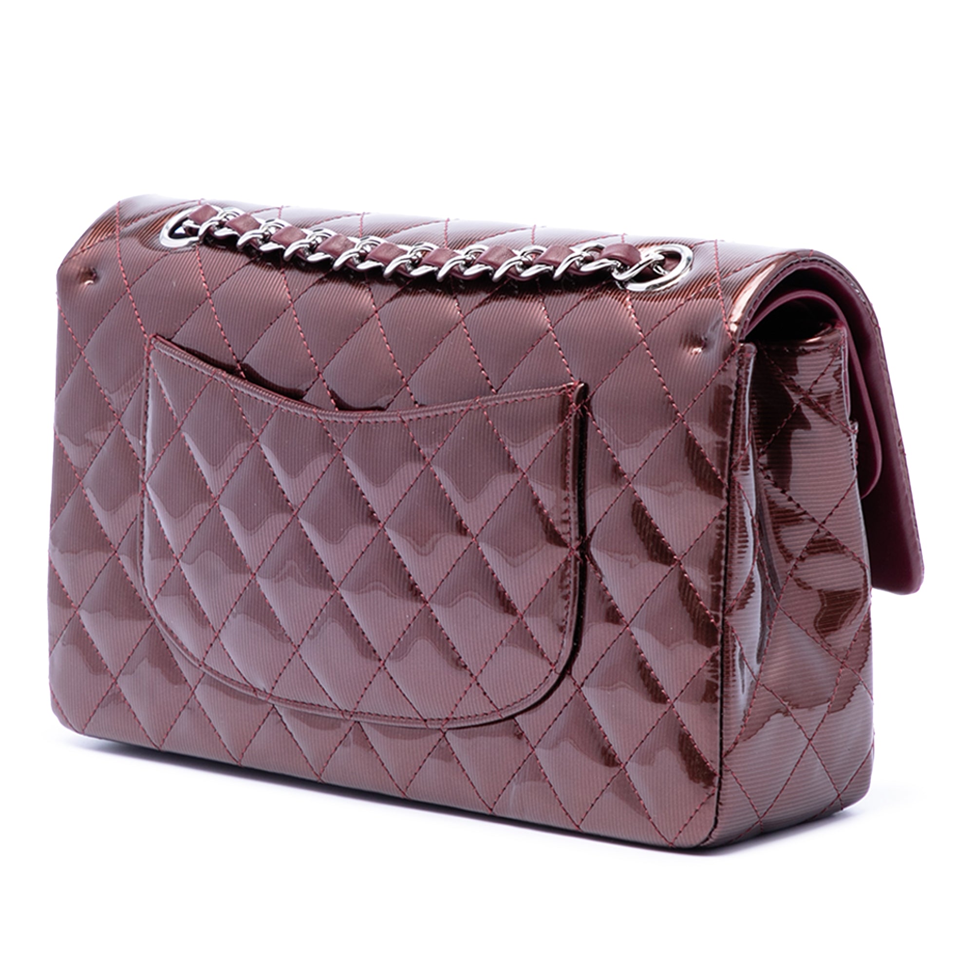 Medium Classic Striped Patent Double Flap - Image 2