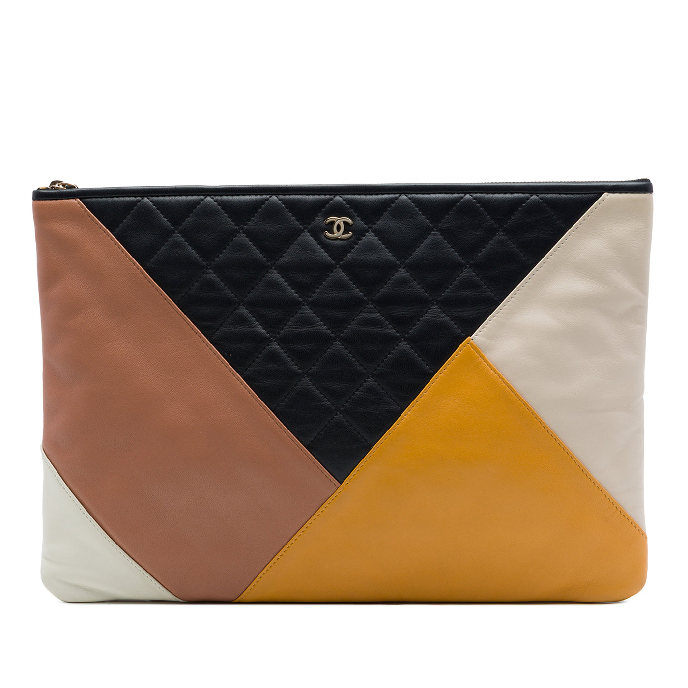 Large Quilted Lambskin Colorblock O Case - Image 1