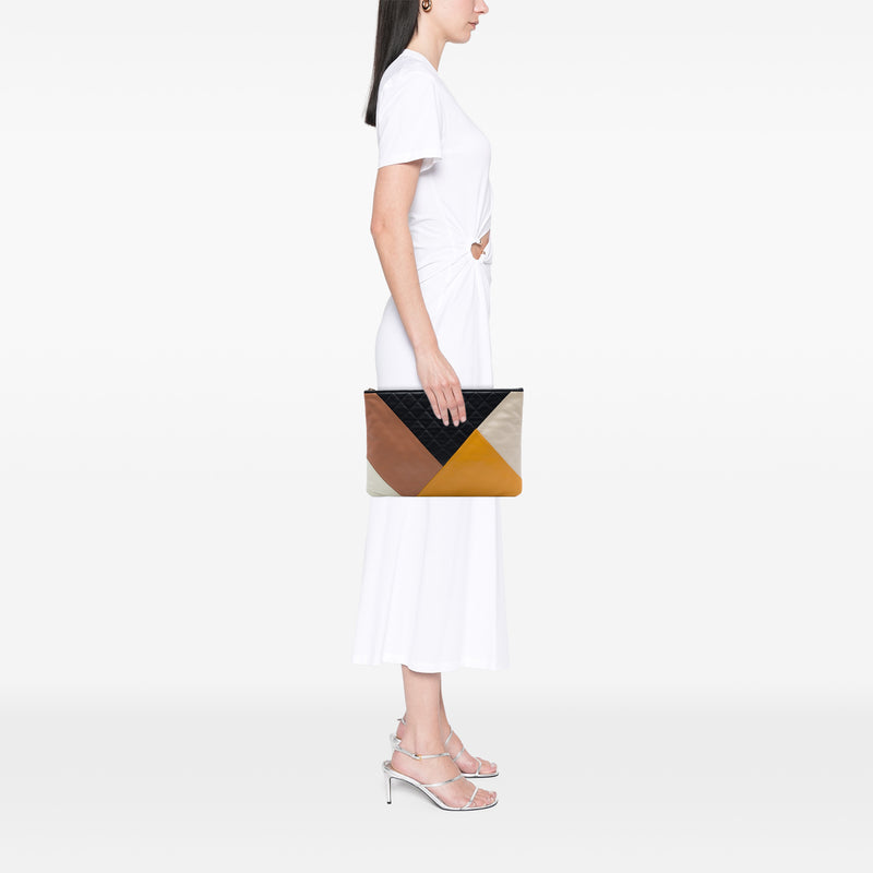Large Quilted Lambskin Colorblock O Case - Image 6