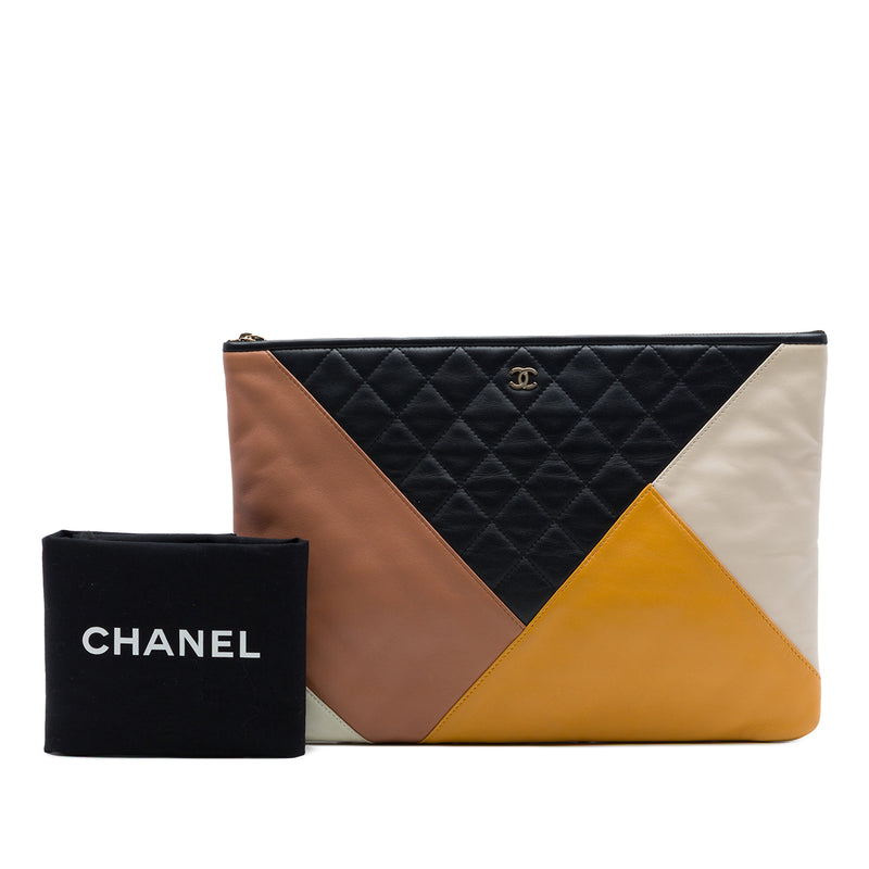 Large Quilted Lambskin Colorblock O Case - Image 7