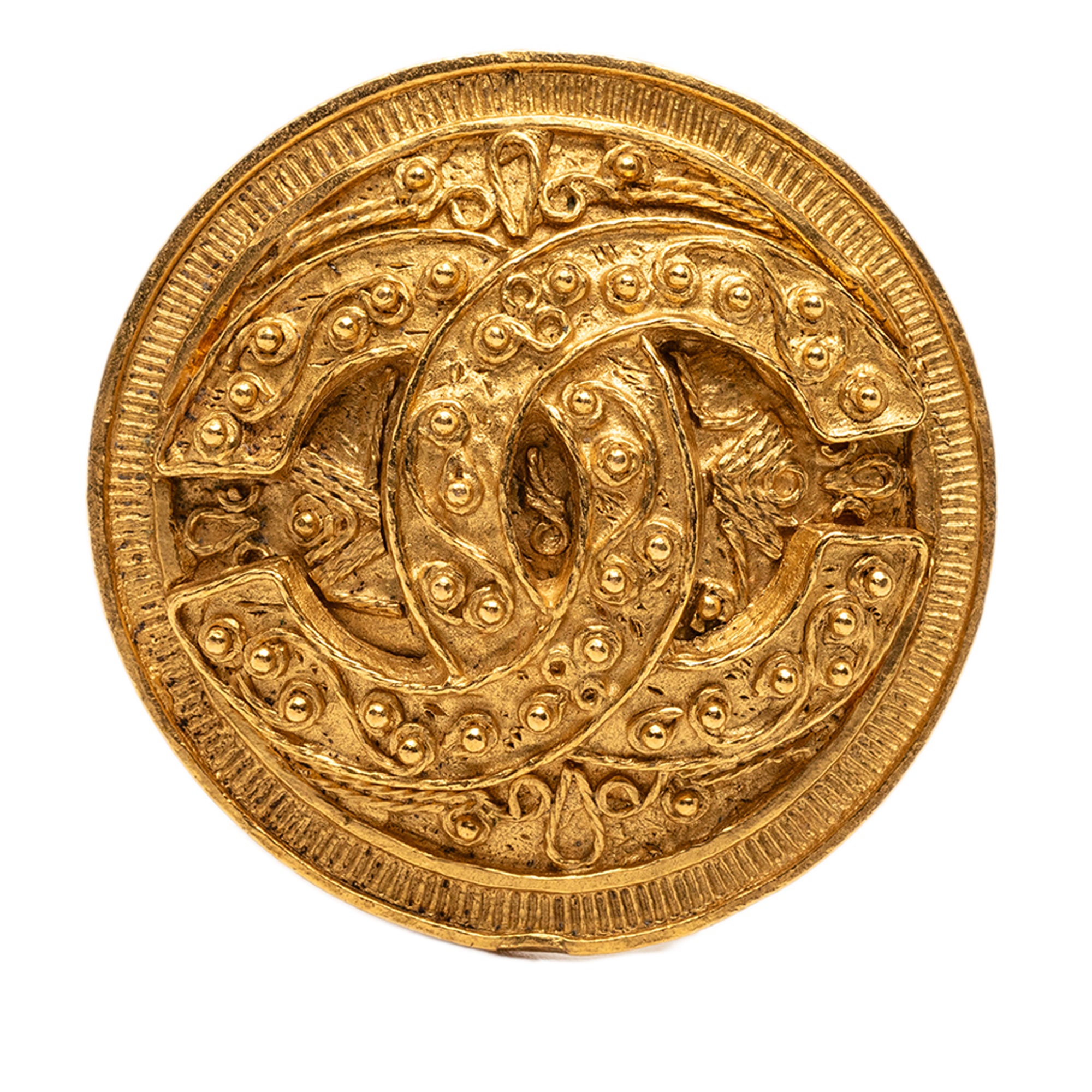 CC Gold Plated Round Brooch - Image 1