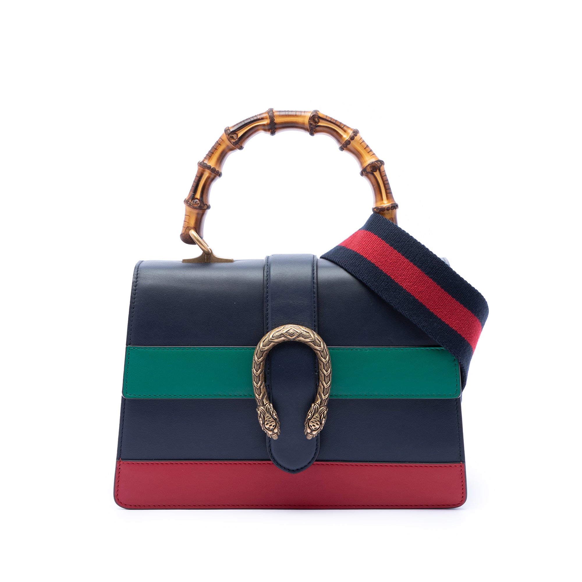 Medium Leather Bamboo Dionysus Web Satchel - Image 1