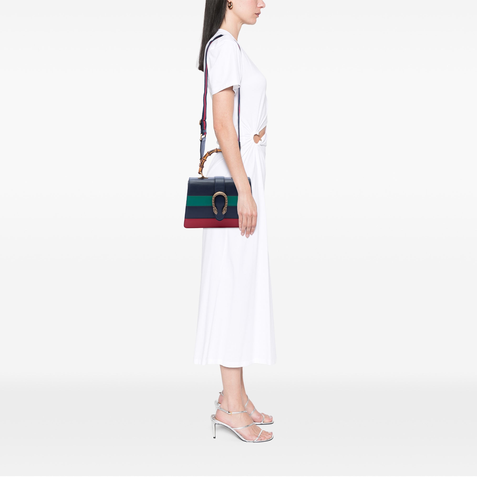 Medium Leather Bamboo Dionysus Web Satchel - Image 7