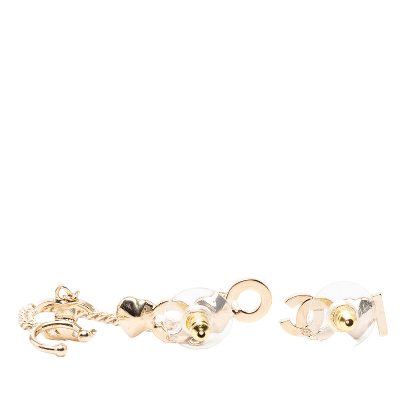 Gold Plated I Heart CC Coco Strass Ear Cuff Earrings - Image 2