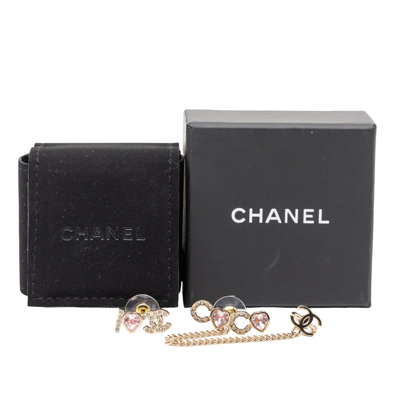 Gold Plated I Heart CC Coco Strass Ear Cuff Earrings - Image 4