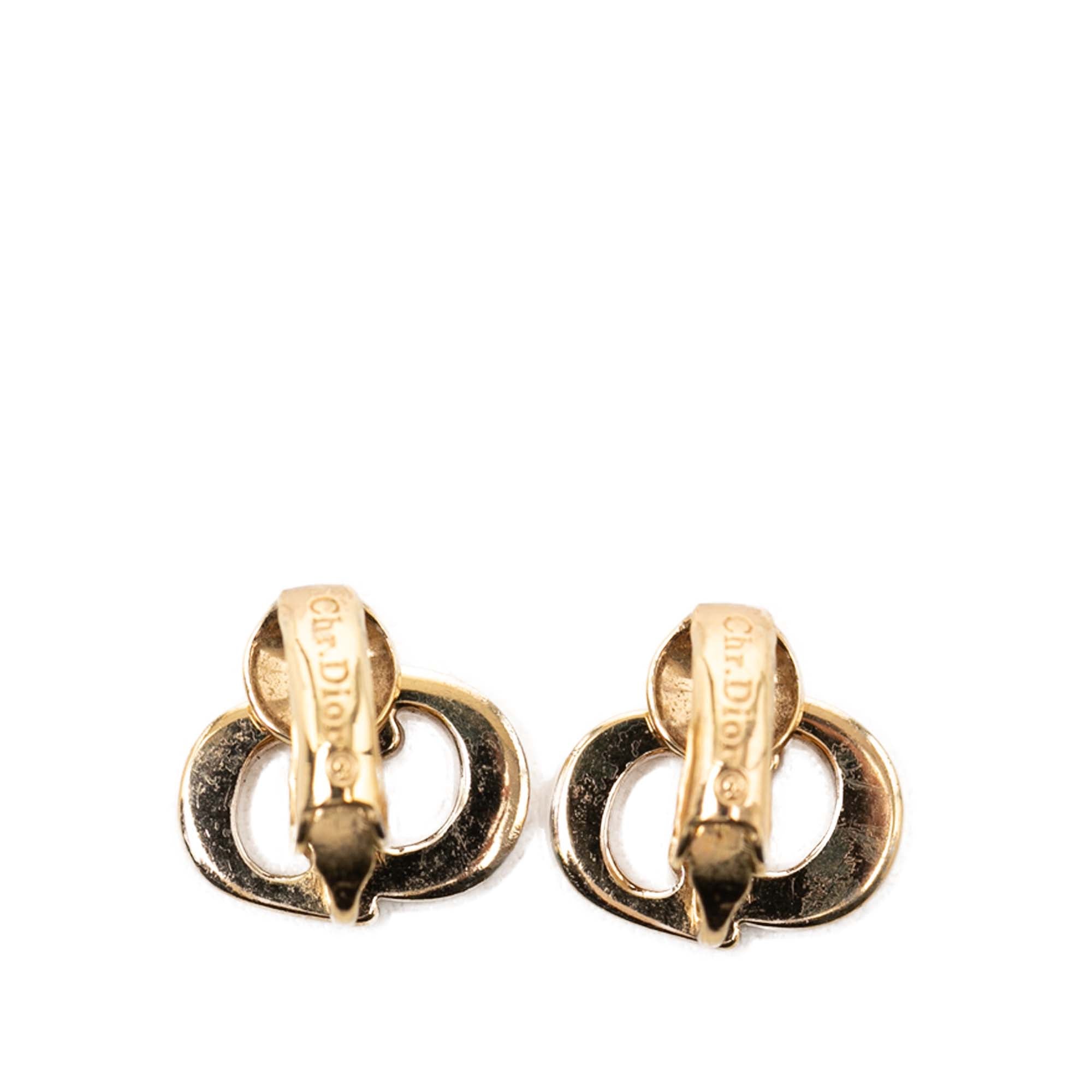 Gold Plated CD Logo Clip On Earrings - Image 2