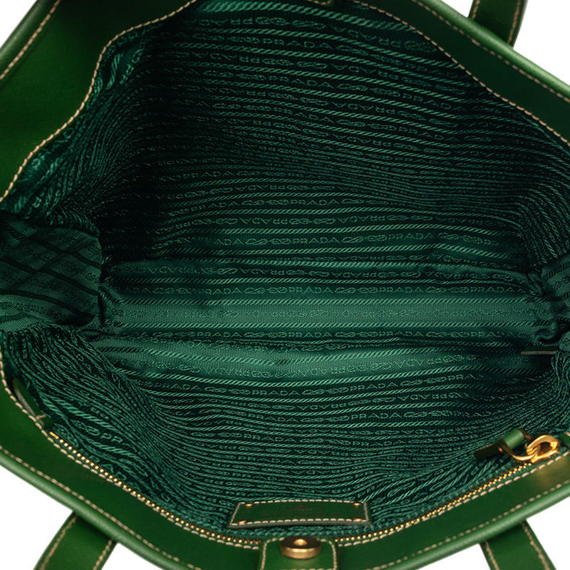 Saffiano Trimmed Tessuto Logo Plate Convertible Tote - Image 4
