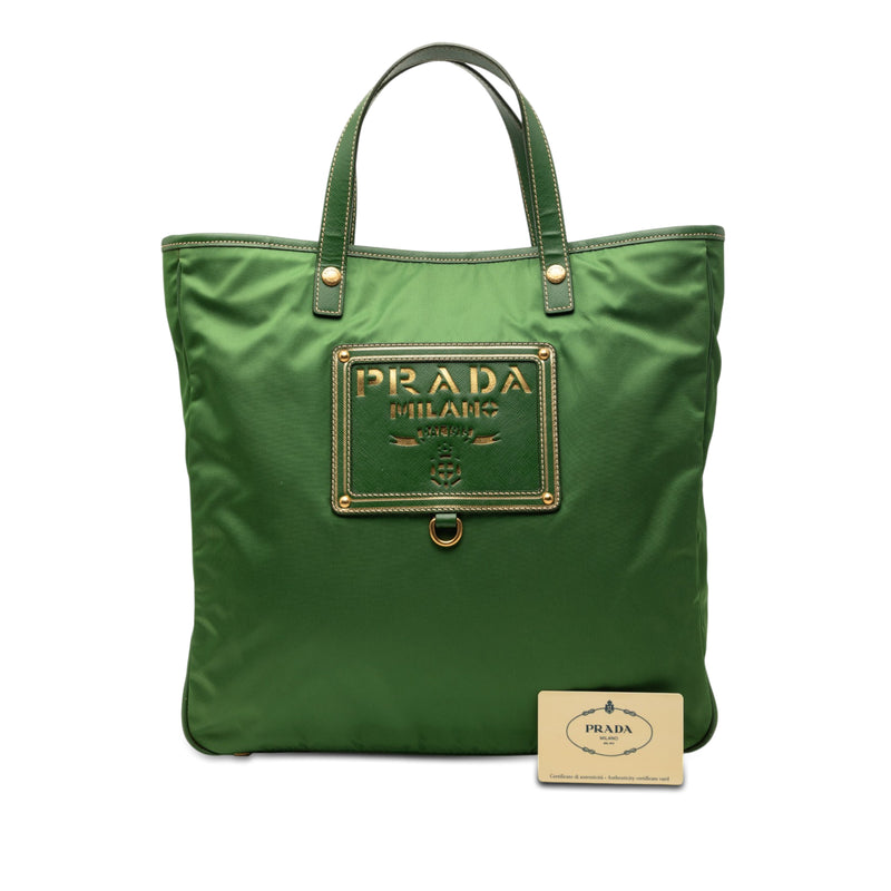 Saffiano Trimmed Tessuto Logo Plate Convertible Tote - Image 7
