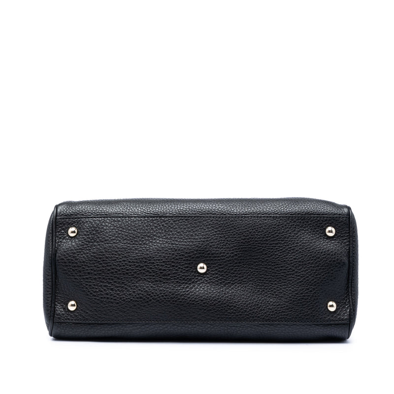 Medium Calfskin Bamboo Shopper Satchel - Image 3