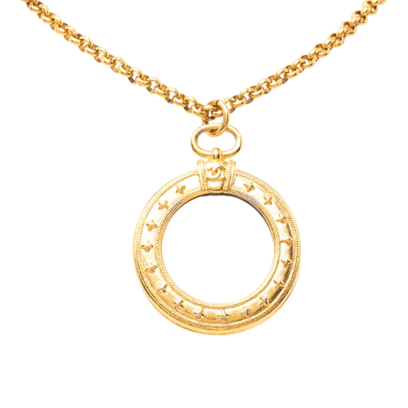 CC Gold Plated Magnifying Glass Pendant Necklace - Image 2
