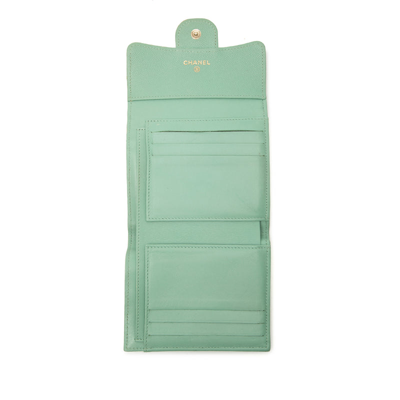CC Quilted Caviar Trifold Wallet - Image 6