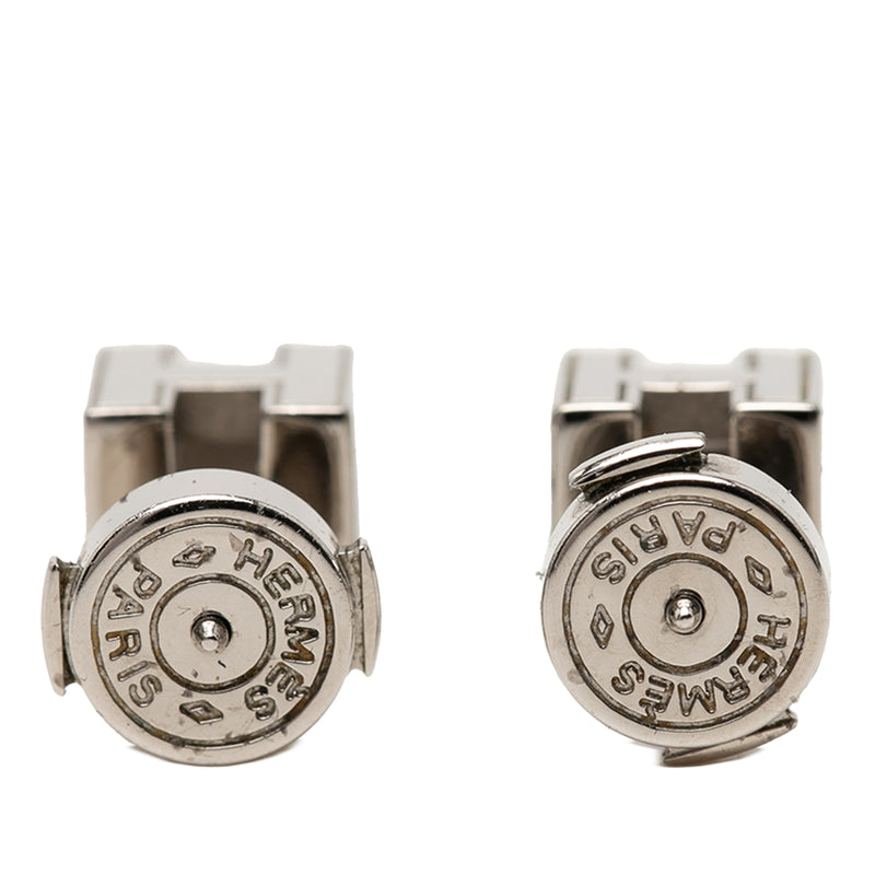 Palladium Plated Enamel Cage dH Cube Push Back Earrings - Image 2