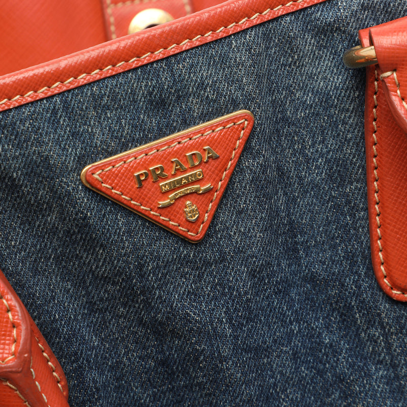 Saffiano Trimmed Denim Open Convertible Tote - Image 5
