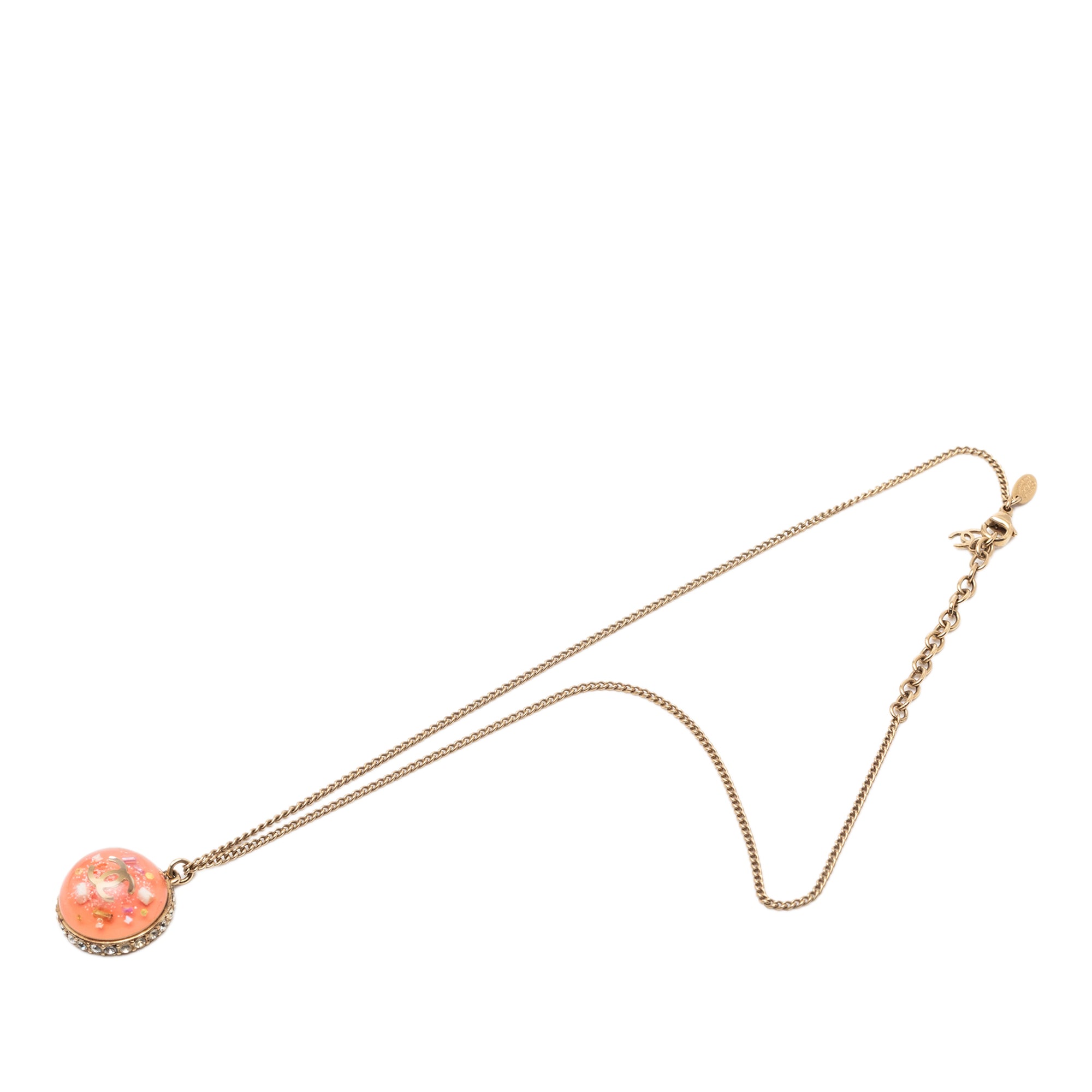 CC Gold Plated Resin Strass Dome Pendant Necklace - Image 1