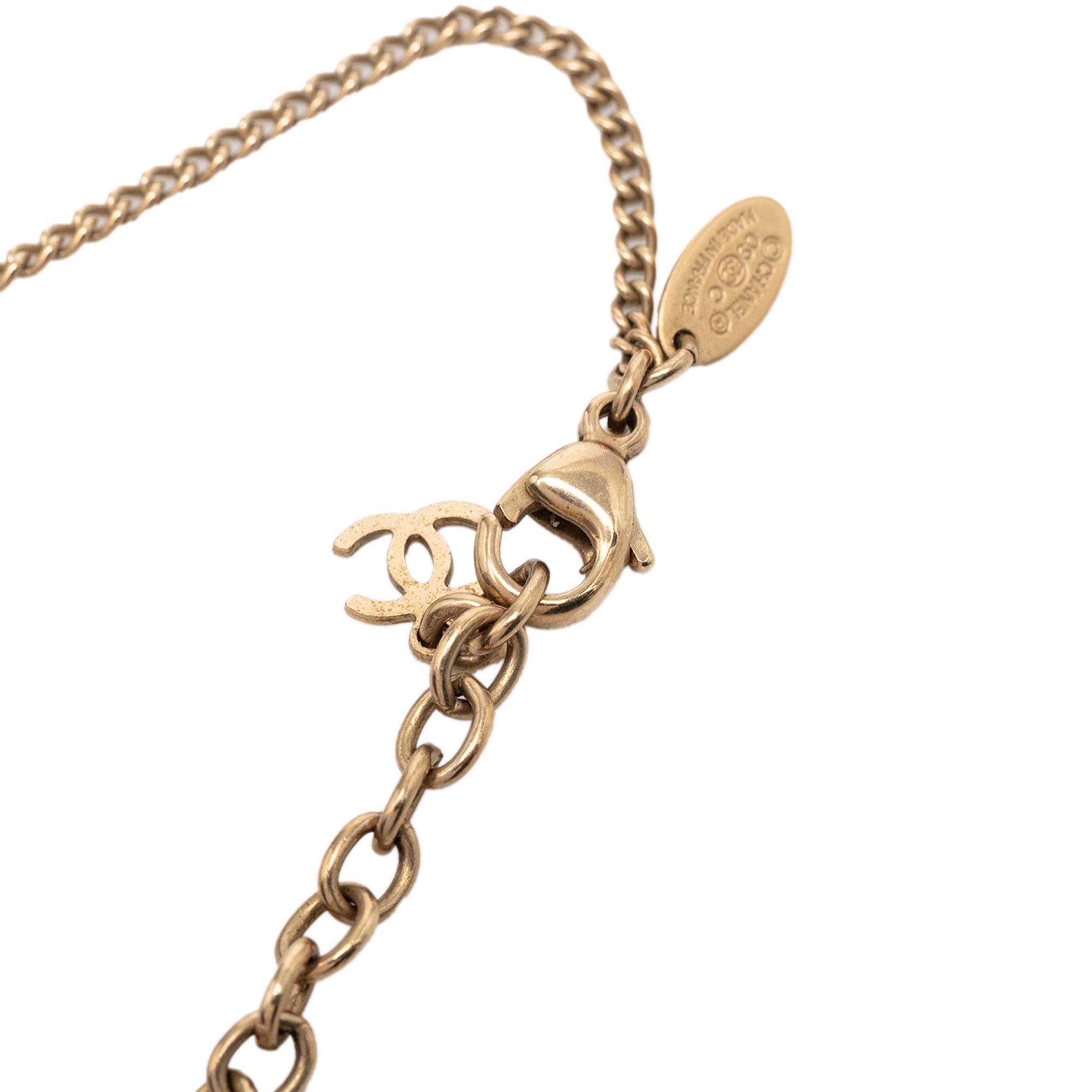 CC Gold Plated Resin Strass Dome Pendant Necklace - Image 4